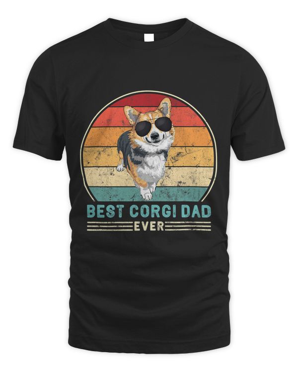 Best Corgi Dad Ever Retro Vintage 60s 70s Sunset 46