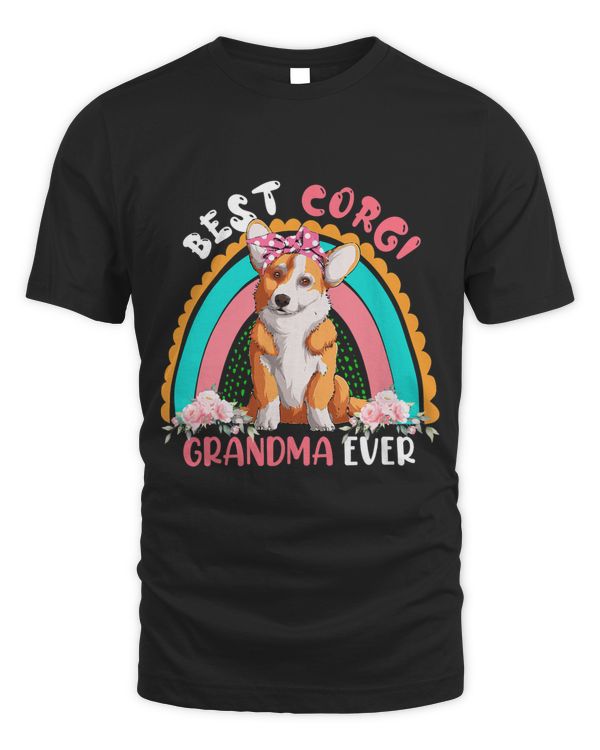 Best Corgi Grandma Ever Cute Rainbow Flowers Dog Lover