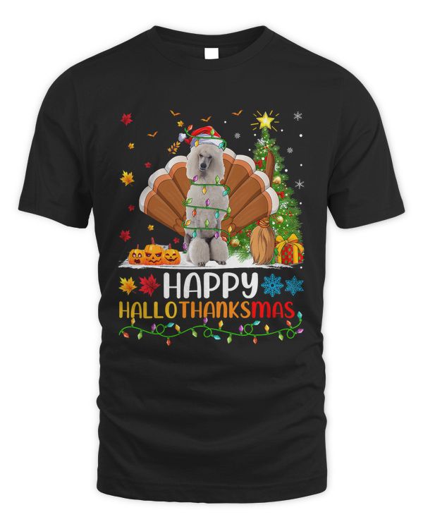 Funny Happy Standard Poodle Dog HelloThanksMas