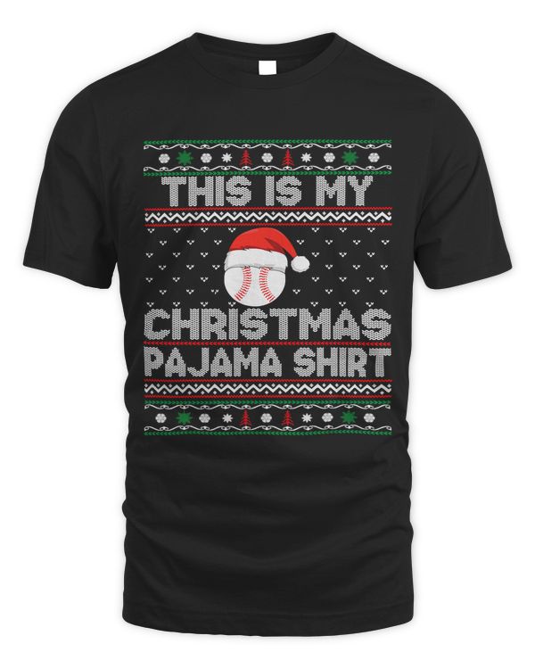 Baseball This Is My Christmas Pajama Christmas Baseball Santa Hat 5