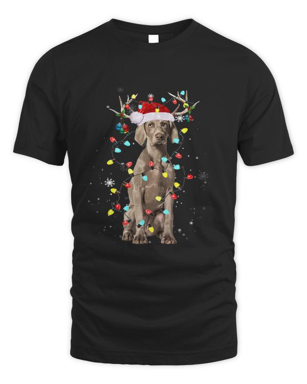 Santa Weimaraner Reindeer Light Christmas95