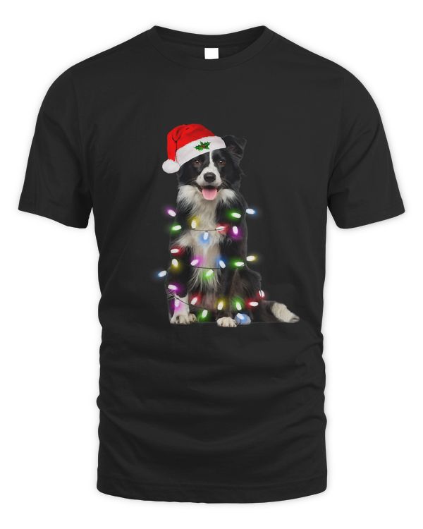 Border Collie dog Santa Christmas Tree Lights Xmas Boys Dog115
