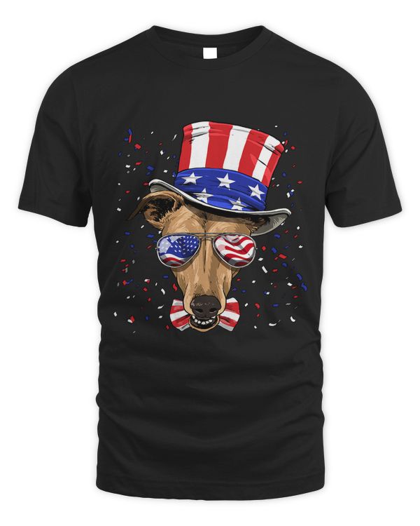 Greyhound 4th of July American Dog USA Flag 779