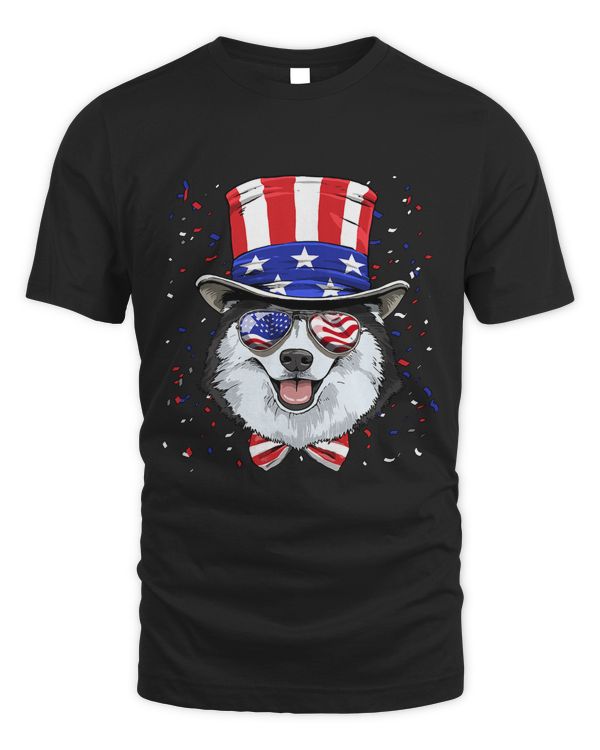 Siberian Husky 4th of July American Dog USA Flag 171