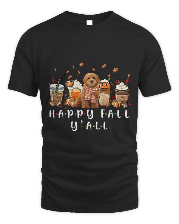 Happy Fall Yall Goldendoodle Dog Coffee Pumpkin Fall Autumn514