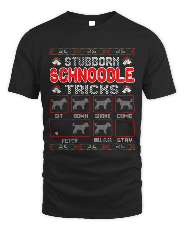Stubborn Schnoodle Dog Tricks Christmas Ugly Sweater T27