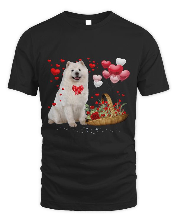 Cute Samoyed Dog Balloon Heart Valentines Day Valentine