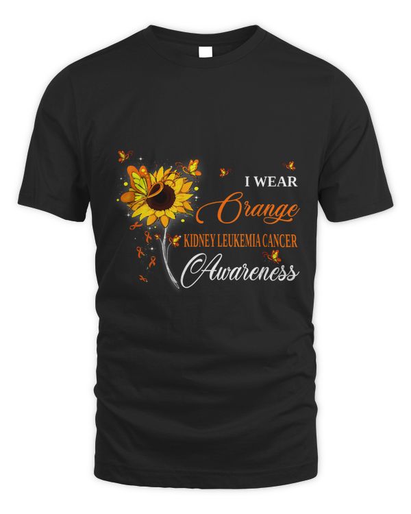 I Wear Orange Kidney Leukemia Cancer Awareness Sunflower