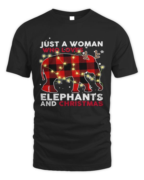 Christmas Just A Woman Who Loves Elephants And Christmas Funny Elephants Light566