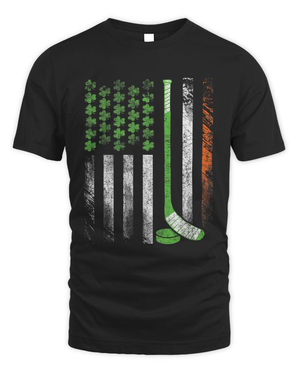 Shamrock Irish American Flag Ice Hockey StPatricks Day