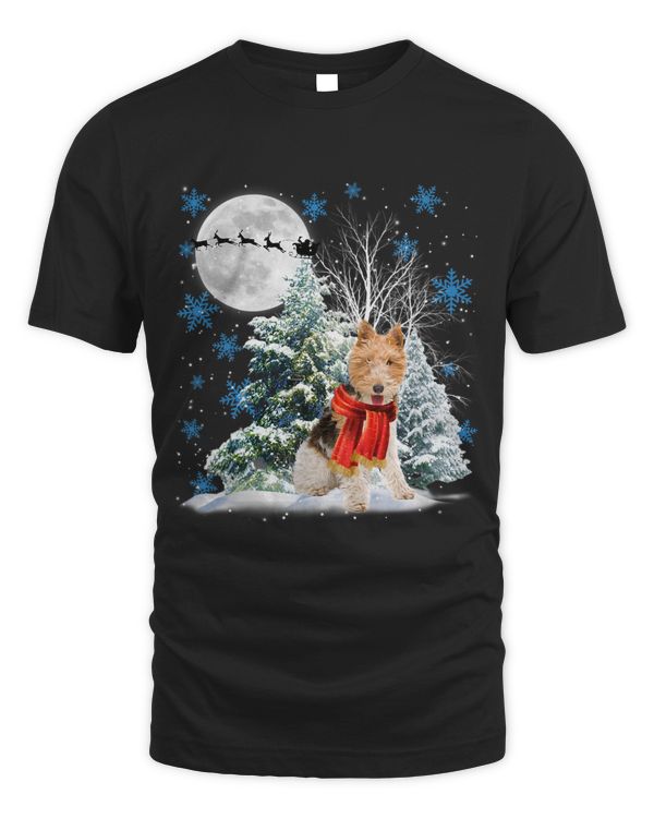 Wire Fox Terrier Under Moonlight Snow Christmas Pajama 43