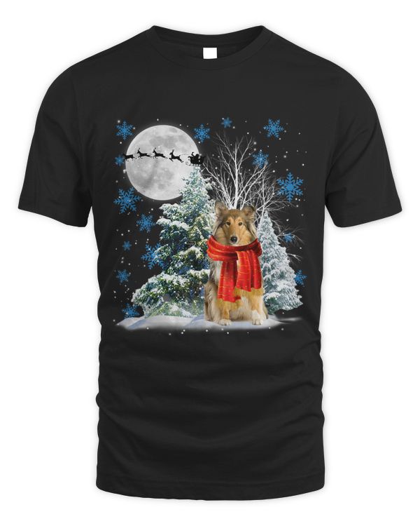 Scotch Collie Under Moonlight Snow Christmas Pajama 60