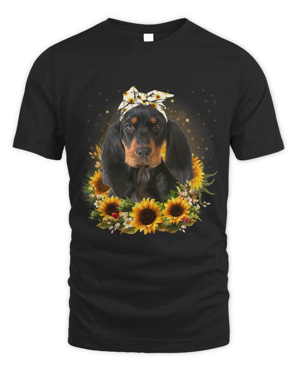 Sunflower Black and Tan Coonhound Dog Mothers Day For Women