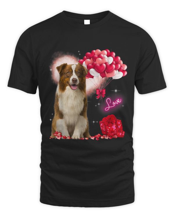 Cute Border Collie Balloon Heart Valentines Day Valentine