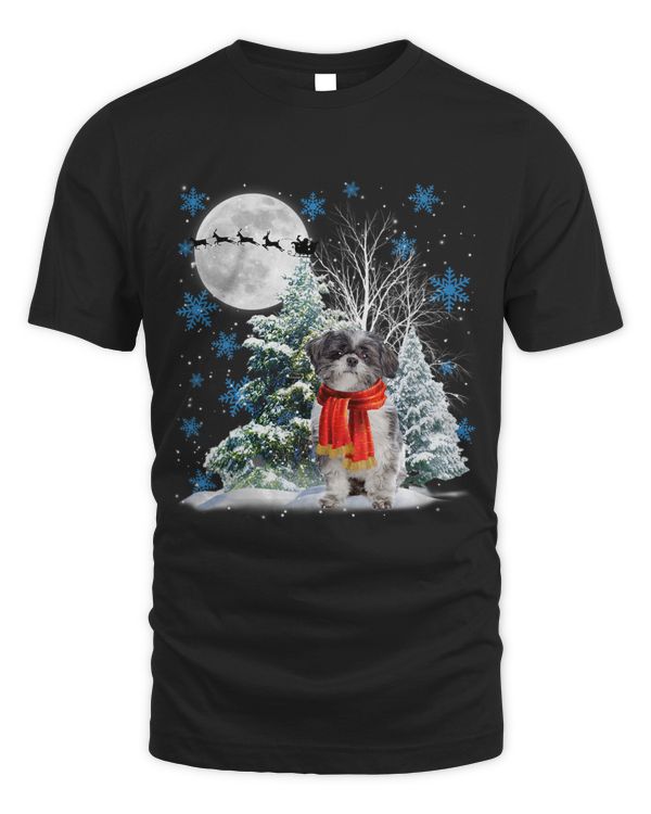 Lhasa Apso Under Moonlight Snow Christmas Pajama 110