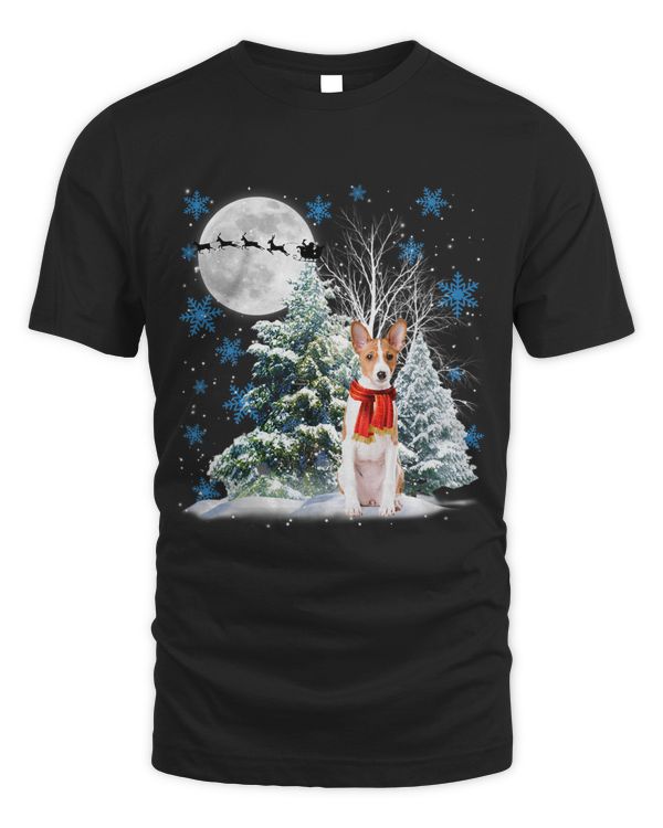 Basenji Under Moonlight Snow Christmas Pajama 163