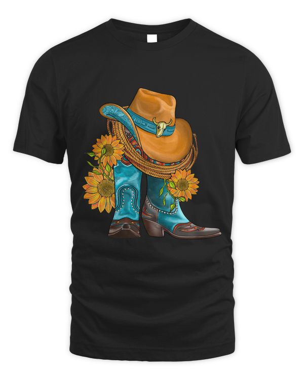 Western Hat And Cowboy Boots With Sunflowers Cowgirl