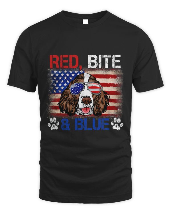 red bite blue dog 4th of july english springer spaniel 106