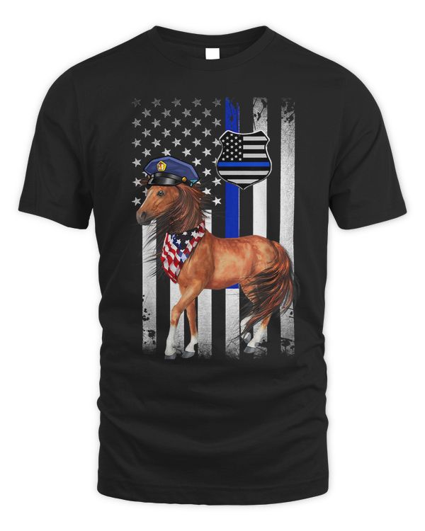 Police Horse Mounted Patrol American Flag