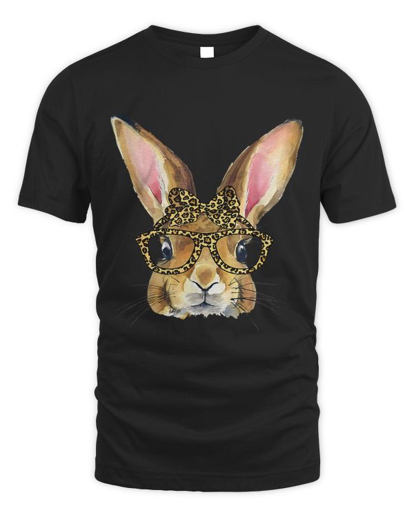Easter Day Leopard Bunny Glasses Eggs Cute Rabbit