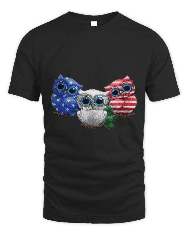 3 Owl American Flag