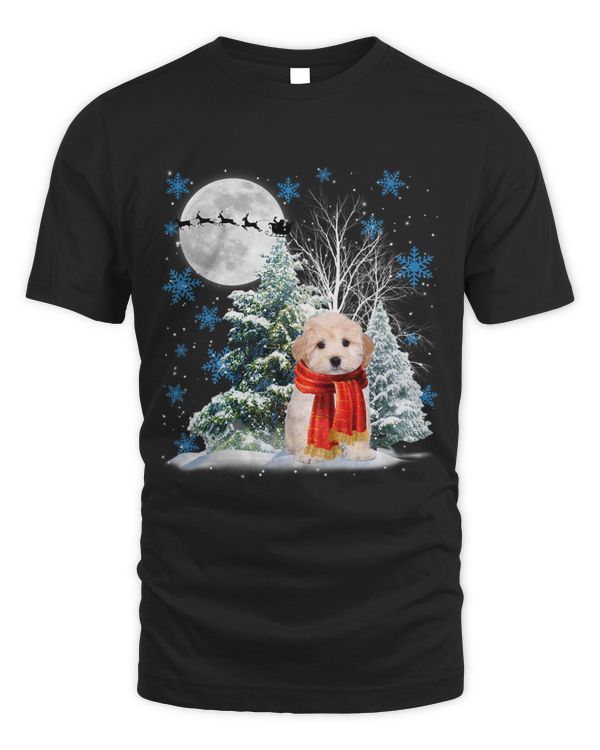 Maltipoo Under Moonlight Snow Christmas Pajama 99