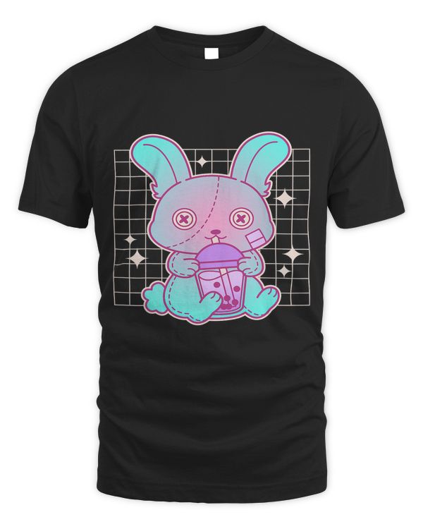 Pastel Goth Bunny Drinking Boba Tea Bubble Tea Voodoo