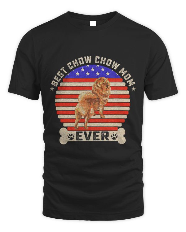 Vintage Retro USA Flag Best Chow Chow Dog Mom Ever Sunset 353