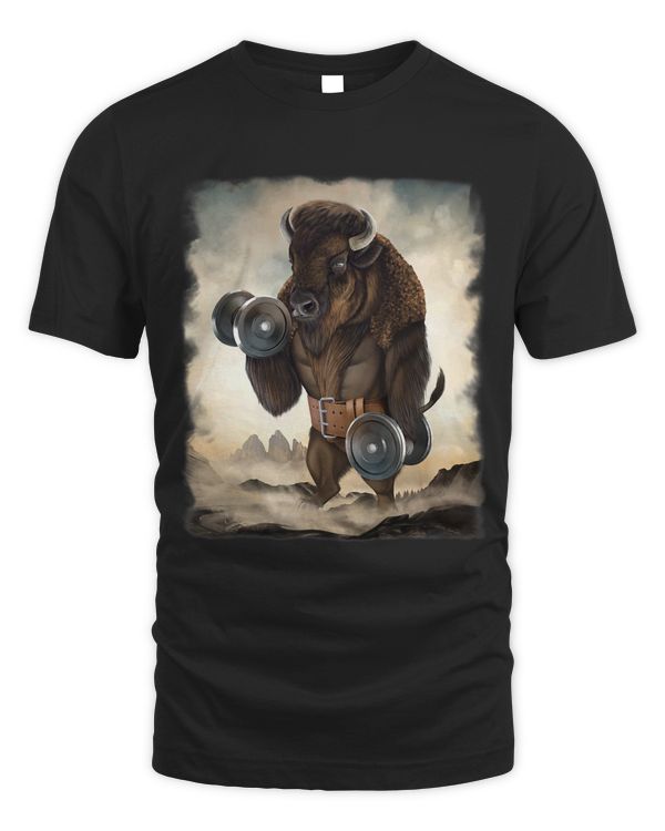 Bison Buffalo Muscle Training Weightlifting with Dumbbell