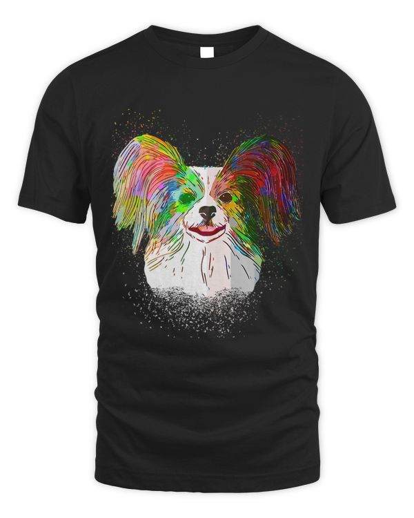 Colorful Paint Splash Detailed Realistic Papillon Dog 111