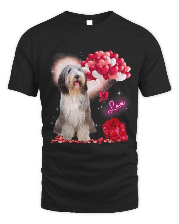 Cute Bearded Collie Balloon Heart Valentines Day Valentine