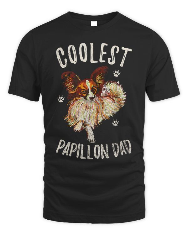 Vintage Retro Coolest Papillon Dad Funny Puppy Owner Lover 389