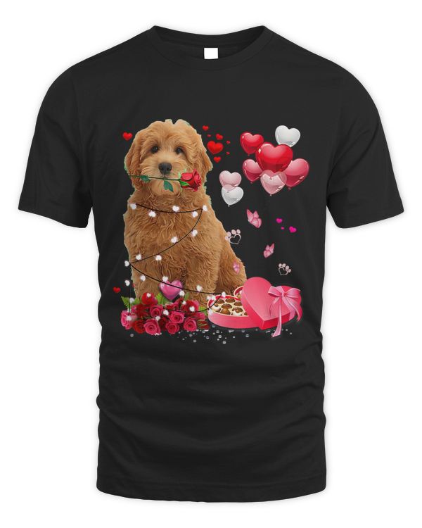 Funny Goldendoodle Rose Heart Happy Valentine Day Dog Mom