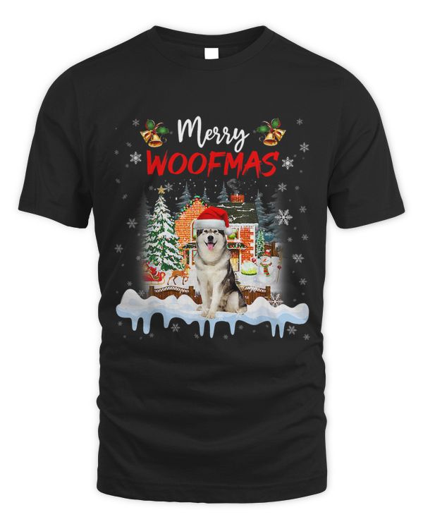 Merry Woofmas Alaskan Malamute Christmas Tree Dog Lover Xmas 107