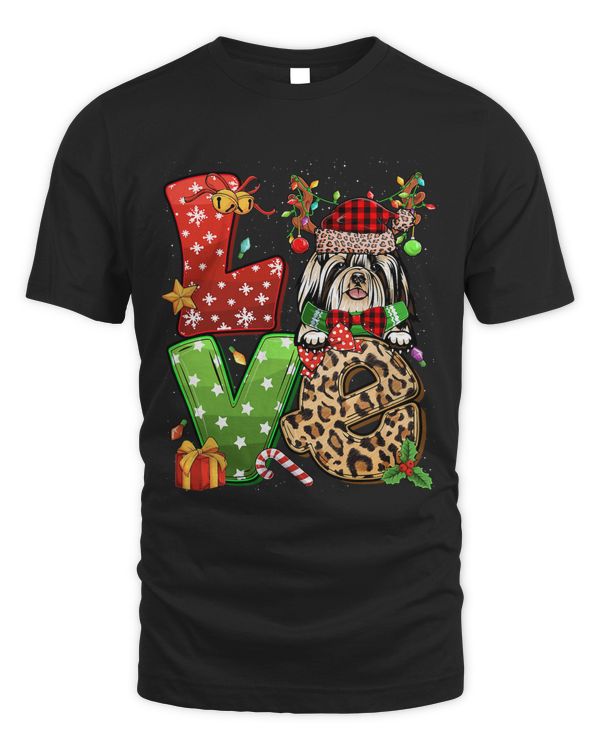 Shih Tzu Dog Reindeer Christmas Light Dog Lover Santa Xmas 126