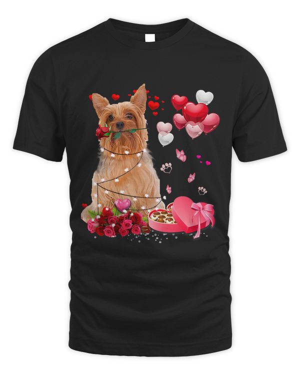 Funny Silky Terrier Rose Heart Happy Valentine Day Dog Mom