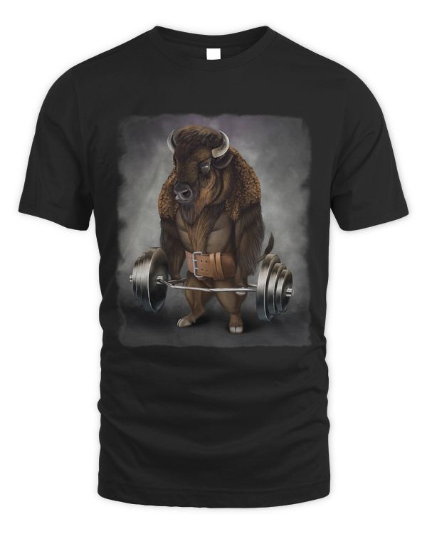 Bison Buffalo Bull Muscle Training with Barbell Shrug Bar