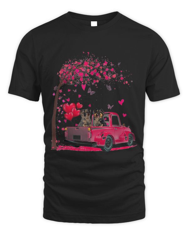 Australian Shepherds Heart Tree Truck Valentines Day