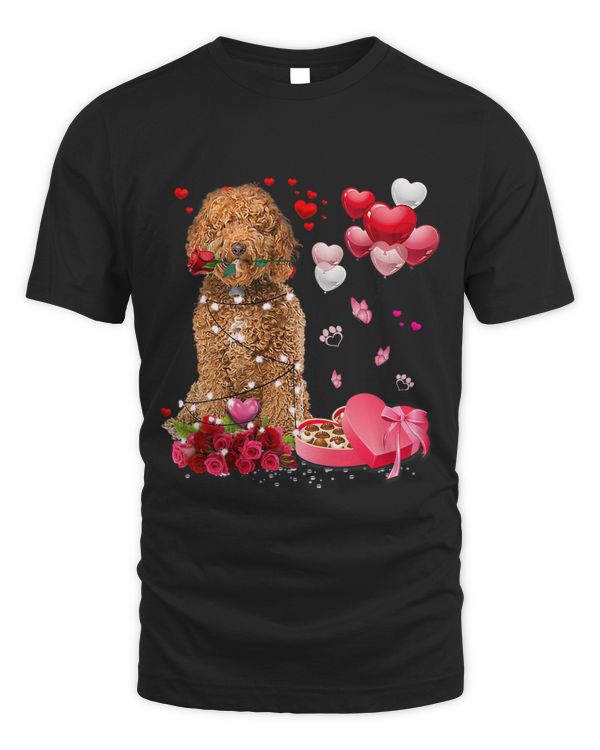 Funny Labradoodle Rose Heart Happy Valentine Day Dog Mom