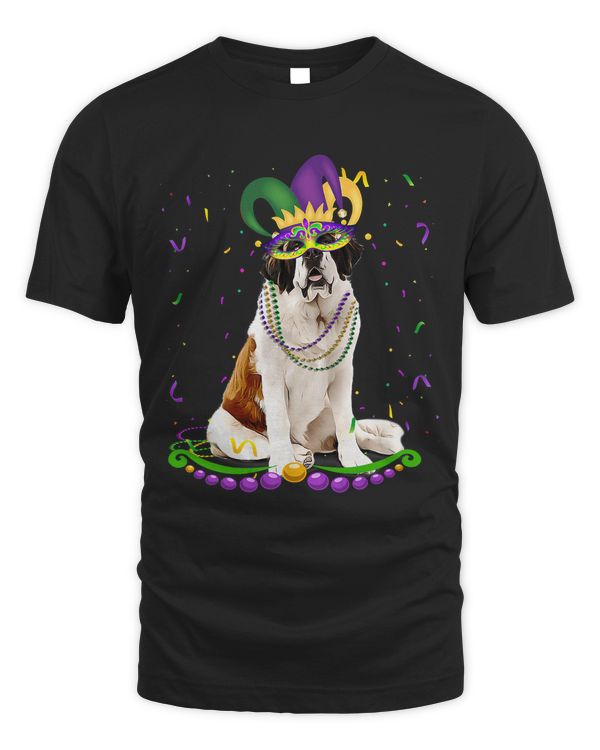 Saint Bernard Wearing Carnival Mask Mardi Gras Dogs Lover