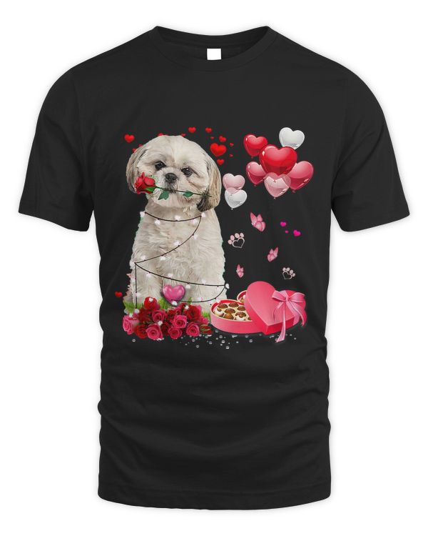 Funny Shih Tzu Rose Heart Happy Valentine Day Dog Mom