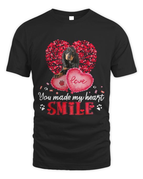 You Make My Heart Smile Black and Tan Coonhound With Heart