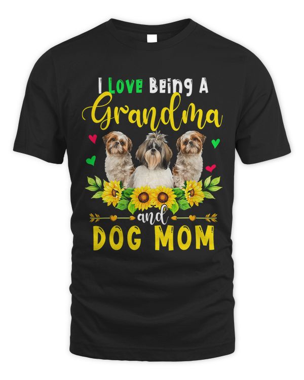 I Love Being A Grandma And Dog Mom Cute Shih Tzu Sunflowers
