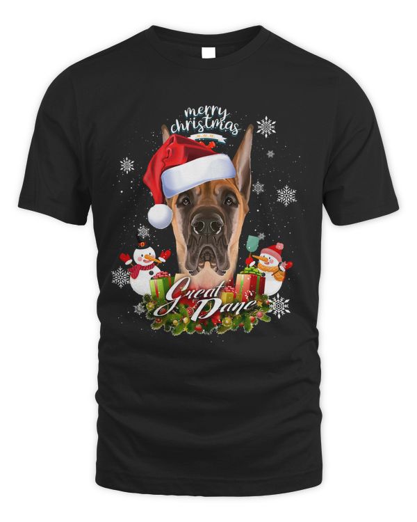Brown Great Dane Dog Face Christmas Santa Hat 109