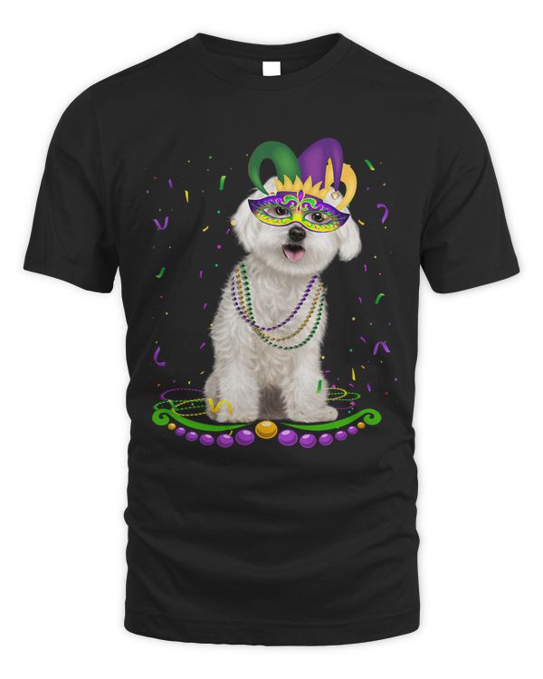 Cute Maltese Wearing Carnival Mask Mardi Gras Dogs Lover
