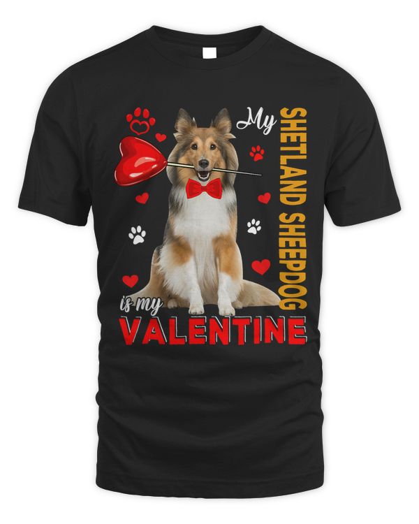My Shetland Sheepdog Is My Valentine Cute Dog Holding Heart 77
