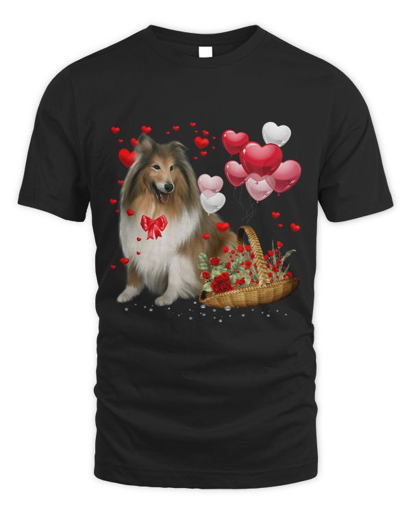 Cute Rough Collie Balloon Heart Valentines Day Valentine 2