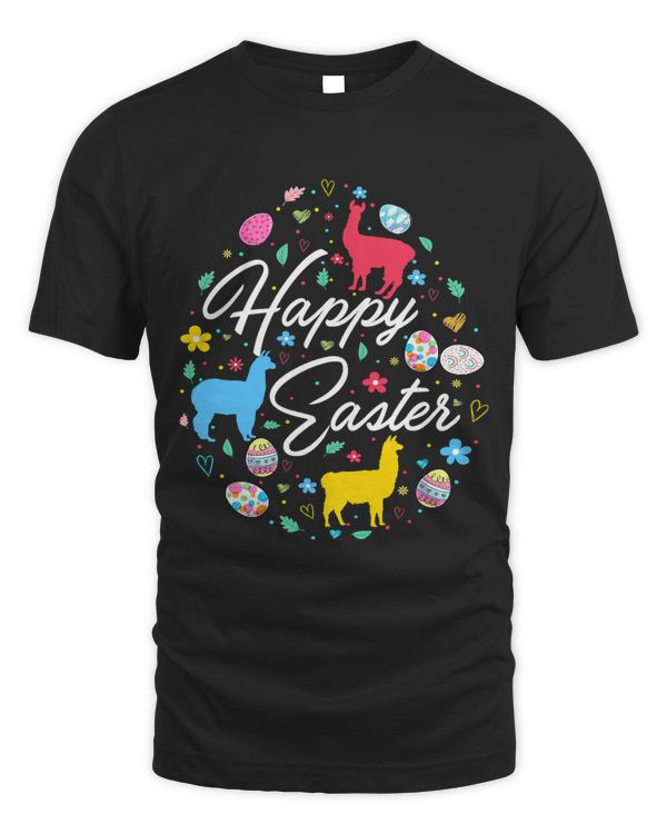 Happy Easter Cute Easter Eggs Shape Collection Funny Llama