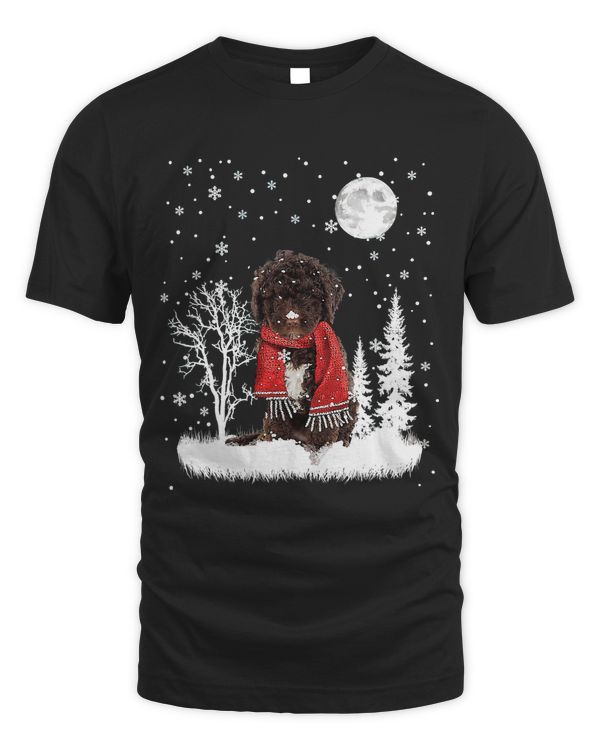 Spanish Water Dog Under Moonlight Snow Christmas Pajama 336