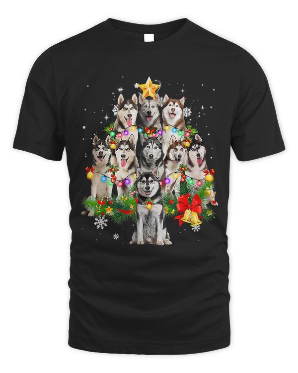 Siberian Husky Christmas Tree Dog Lights Pajamas Xmas Gift189